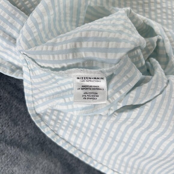 Mizzen Main Seersucker Striped Performance Trim Fit Button Up Shirt Men 2XL Prep - Picture 9 of 16